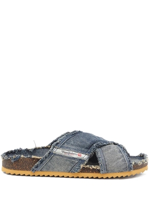Diesel D-Woodstock Cross frayed sandals - Blue