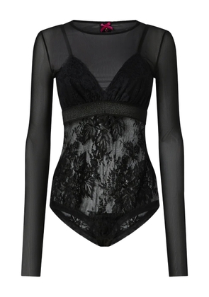 PINKO lace-panel long-sleeve bodysuit - Black