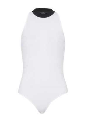 Balmain monogram sleeveless bodysuit - White