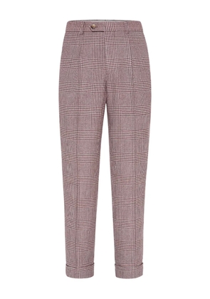 Brunello Cucinelli pleated cotton-cashmere blend trousers - Purple