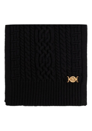 Versace cable-knit virgin-wool scarf - Black