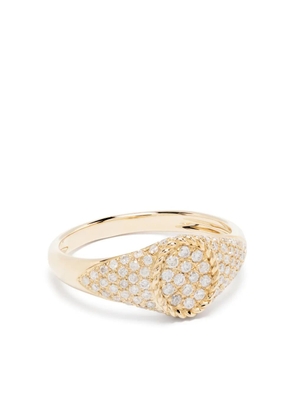Yvonne Léon 9kt yellow gold Baby Chevalier diamond signet ring