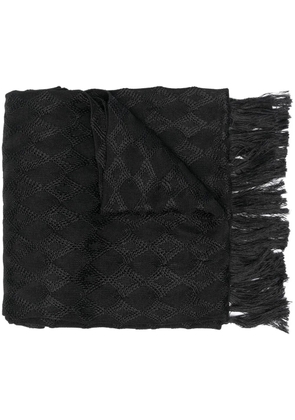 Maison Margiela logo-embroidered silk scarf - Black