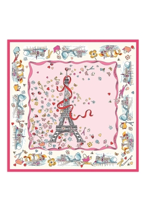 Longchamp Parisian illustration silk scarf - Pink