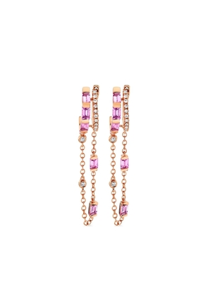 SHAY 18K rose gold Double Mixed Fringe sapphire earrings