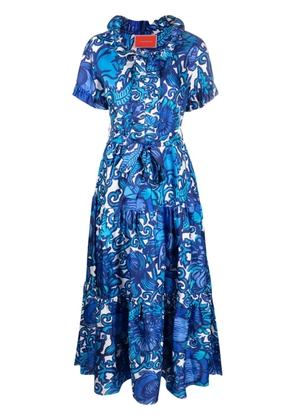 La DoubleJ belted waist mid-calf length dress - Blue