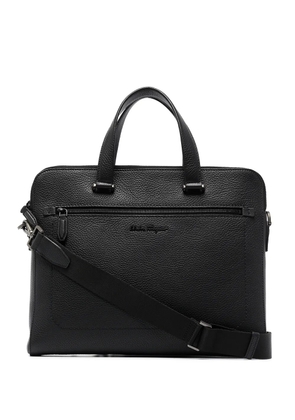 Ferragamo logo-plaque leather briefcase - Black