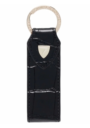 Aspinal Of London crocodile-effect loop keyring - Black