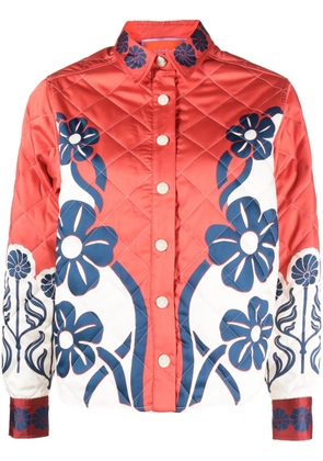 La DoubleJ Edie floral-print quilted jacket - Red