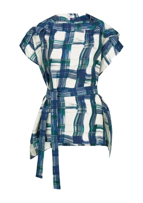 Ferragamo plaid belted top - Blue