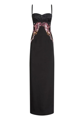 ETRO embroidered silk dress - Black