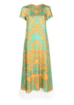 La DoubleJ Swing floral-print trimmed dress - Green