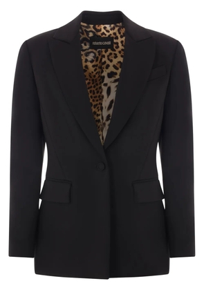 Roberto Cavalli single-breasted cady-texture blazer - Black