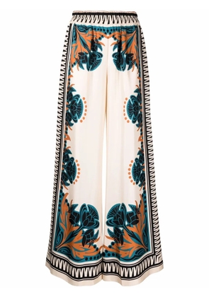 La DoubleJ Placée placed-print palazzo trousers - Neutrals