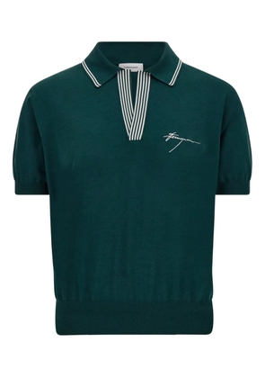 Ferragamo striped-collar T-shirt - Green
