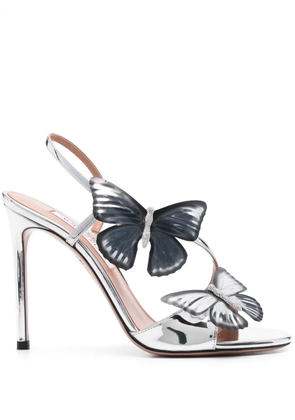 Aquazzura 110mm butterfly-detailed sandals - Silver