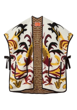 La DoubleJ floral-pattern cape - White