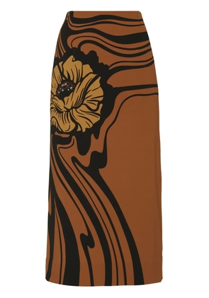 La DoubleJ floral-print pencil skirt - Brown