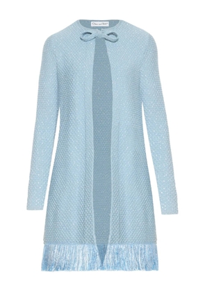 Oscar de la Renta sequinned fringed coat - Blue