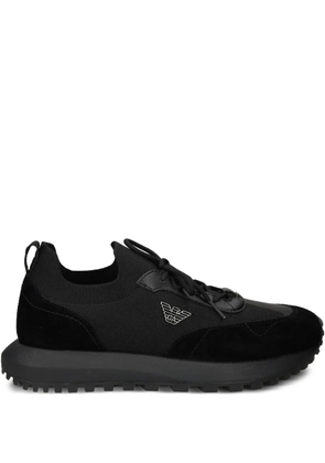 Emporio Armani logo-detail knit sneakers - Black