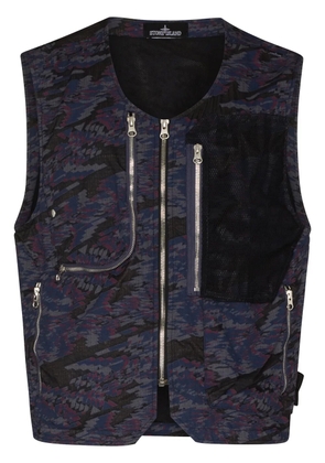 Stone Island Shadow Project abstract-print utility gilet - Purple