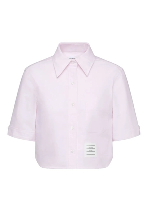 Thom Browne logo-patch short-sleeve shirt - Pink
