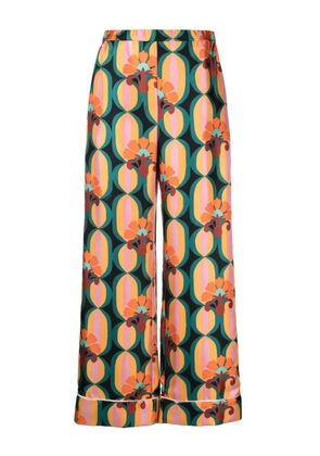 La DoubleJ graphic-print silk pyjama bottoms - Blue