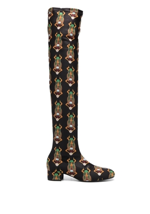 La DoubleJ Edie 40mm scarab-jacquard boots - Black