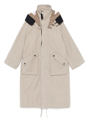 Thom Browne detachable-hood parka coat - Neutrals