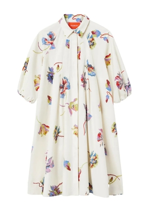 La DoubleJ Sunburst floral-print puff-sleeve mini dress - White