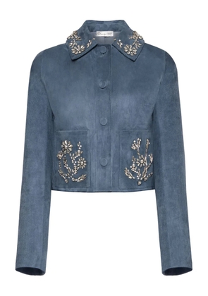 Oscar de la Renta crystal-embroidered jacket - Blue