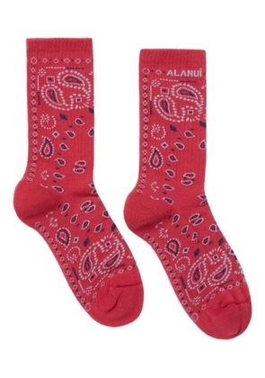 Alanui bandana-intarsia socks - Red