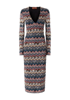 Missoni geometric-pattern long-sleeve dress - Blue