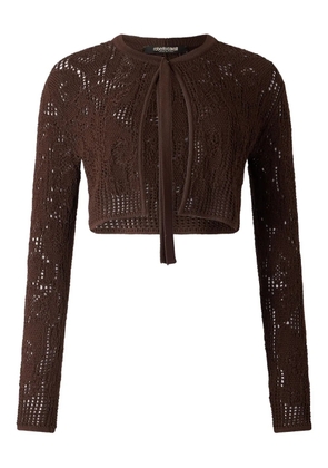 Roberto Cavalli crochet-effect tie-front cardigan - Brown
