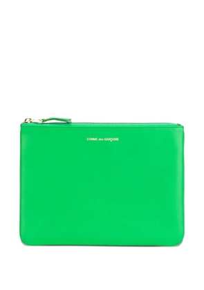 Comme Des Garçons Wallet logo-print leather clutch bag - Green