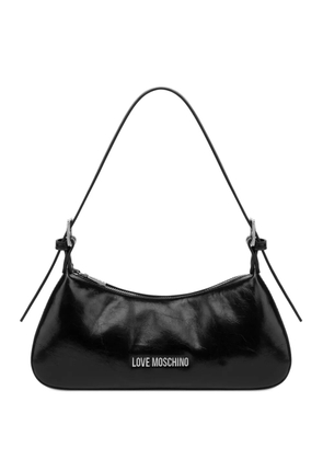 Love Moschino logo-plaque zip-fastening shoulder bag - Black