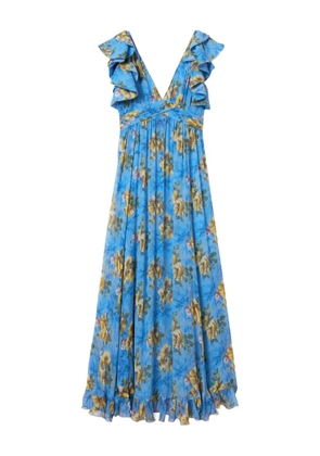 La DoubleJ ruffled-details floral-print maxi dress - Blue