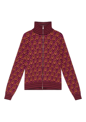 MALIPARMI geometric-pattern zip-up cardigan - Red