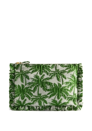La DoubleJ ruffled palm-print clutch bag - Green