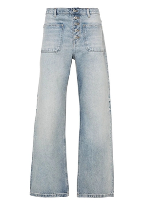 Courrèges embroidered-logo straight-leg jeans - Blue