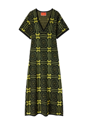 La DoubleJ geometric-embroidered midi dress - Green