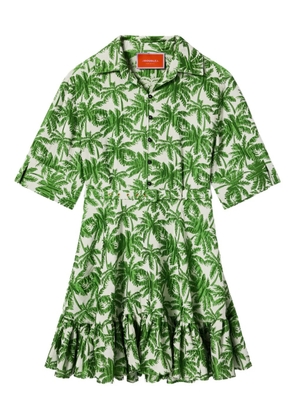 La DoubleJ San Pietro palm-print ruffled mini dress - Green