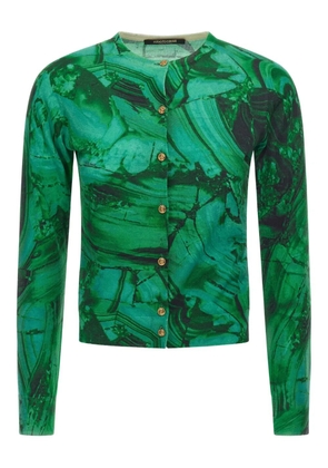 Roberto Cavalli malachite-print button cardigan - Green