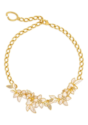 Oscar de la Renta crystal-embellished floral chain necklace - Gold