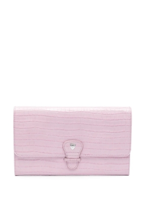 Aspinal Of London crocodile-embossed travel wallet - Pink