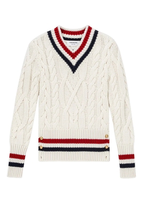 Thom Browne cable-knit V-neck pullover - Neutrals