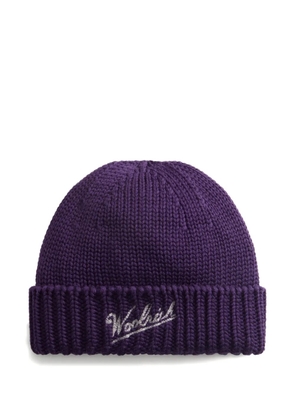 Woolrich embroidered-logo beanie - Purple
