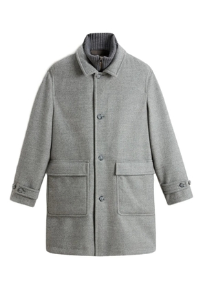 Woolrich herringbone pocketed single-breasted coat - Grey