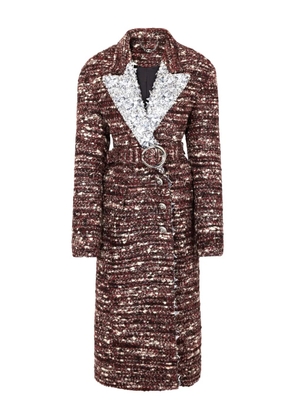 Rabanne sequin-embellished belted coat - Red