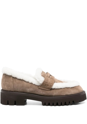 TRUMAN´S shearling-trimmed penny loafers - Neutrals
